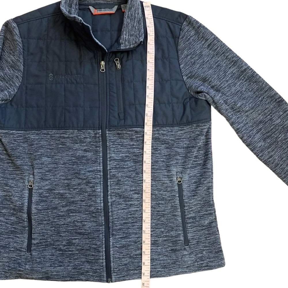 Free Country Fleece Lined Zipper Jacket Black Grey Men’s Medium 38-40